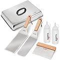 Stanbroil BBQ Griddle Accessories Set of 6 - Heavy Duty Stainless Steel Scraper, Spatula, Basting Cover and Bottles for Blackstone, Camp Chef Grill and Outdoor Griddle Accessories