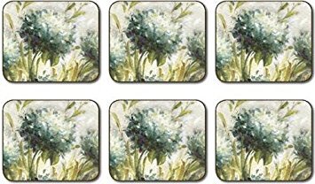 Jason Hydrangea Field Coasters - Set of 6, Turquoise, Blue, Green