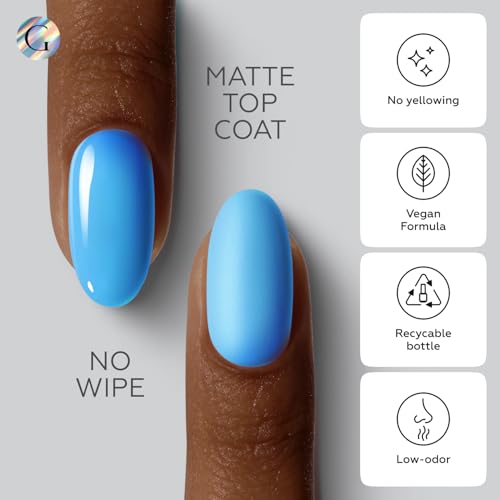 GLOSS Matte Gel Top Coat | 15ml 1Pcs Finish & Long Lasting Velvety Top Coat Polish, UV Soak off Nail Lamp Polish, UV LED Gel Varnish, Professional Manicure DIY Nail Art Gifts for Women & Girls