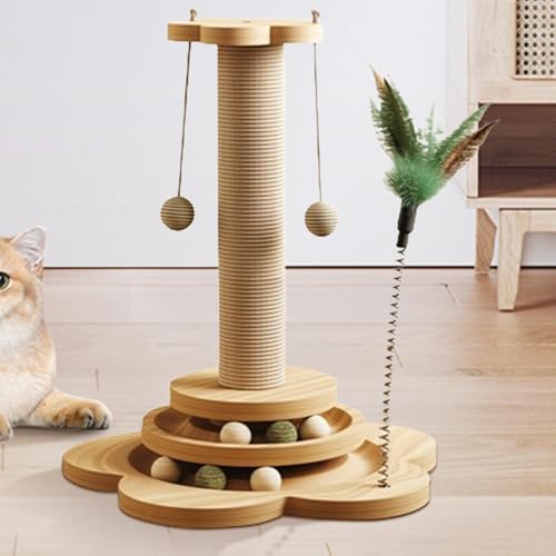 Jouet à gratter interactif pour chat avec boules de sisal et jeu à roulettes de salon - 3