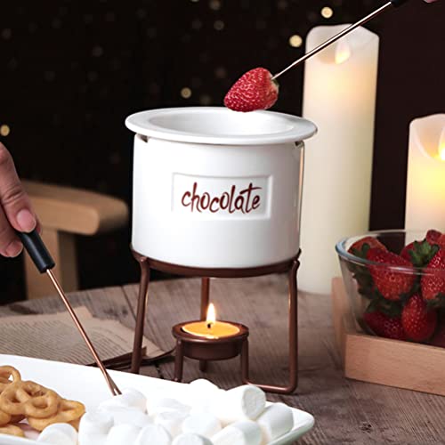 Pote de derretimento de chocolate fondue: 1 conjunto de panela de manteiga de queijo de cerâmica par