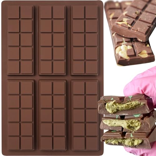 Moule Chocolat, 2 Pièces Moule Silicone Tablette de Chocolat Moule À Tablette De Chocolat Profond Facile À Démouler Antiadhésif Sans BPA, pour Chocolats Maison, Pralines, Bonbon, Gaufres