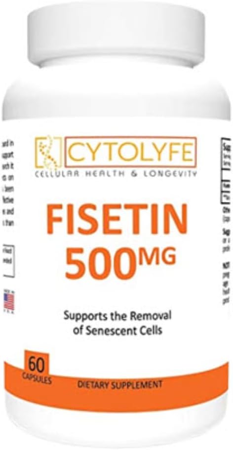Fisetin 500mg Senescent Cell Removal 98% Pure Fisetin 500mg Therapeutic Dose 60 Capsules Senolytic Activator Anti-Aging Life Extension