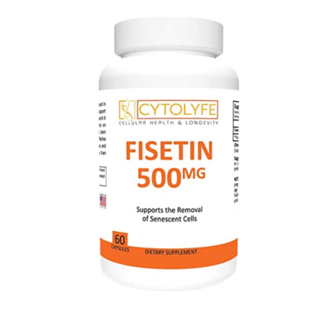 Fisetin 500mg Senescent Cell Removal 98% Pure Fisetin 500mg Therapeutic Dose 60 Capsules Senolytic Activator Anti-Aging Life Extension