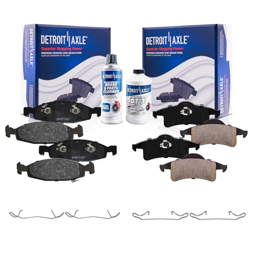 Image of Detroit Axle - Brake Pads for Jeep 1999 2000 2001 2002 Grand Cherokee | Front and Rear Ceramic Brake Pads with Hardware Replacement
