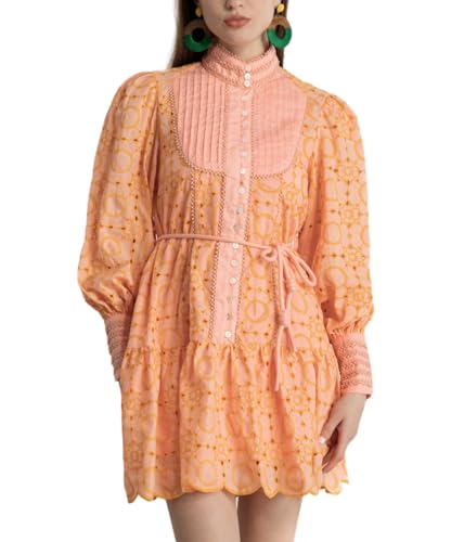 Aofur Women Summer Baroque Solid Cotton Sundress Spring V Neck A-line Long Loose Sleeve Party Casual Short Dresses (Small, 202310orange) at Amazon Women's Clothing store Aofur Women Summer Baroque Solid Cotton Sundress Spring V Neck A-line Long Loose Sleeve Party Casual Short Dresses (Small, 202310orange) at Amazon Women's Clothing store