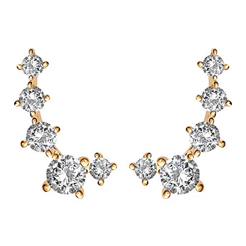 PAVOI 14K Yellow Gold Plated Cubic Zirconia Ear Crawler | Cuff Earrings |
