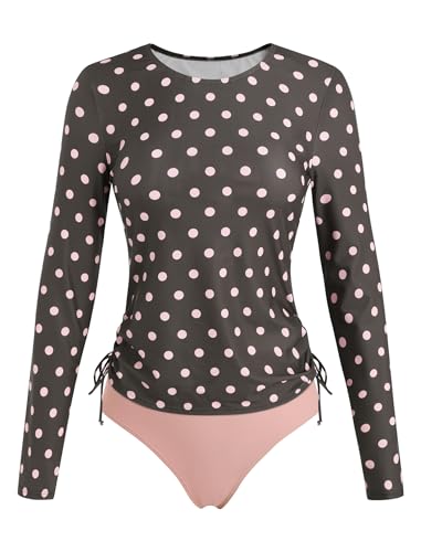 Image of ZAFUL Women's Long Sleeve Rash Guard UPF 50+ Sun Protection Surf Swim Shirts Drawstring Tankini Swimsuit