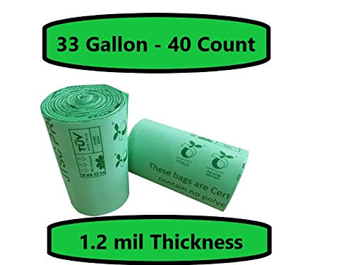 Compostable Trash bags 100% Biodegradable Trash Bags Lawn and Leaf Bags - 33