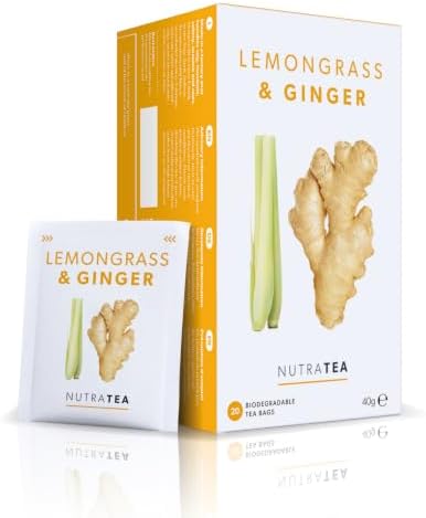 Nutra Tea Lemongrass & Ginger Tea for Digestion & Immunity, 20 Tea Bags