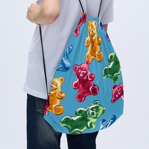 Sac à dos cordon imperméable lot de 2 ours en gélatine multicolore pliable - 4