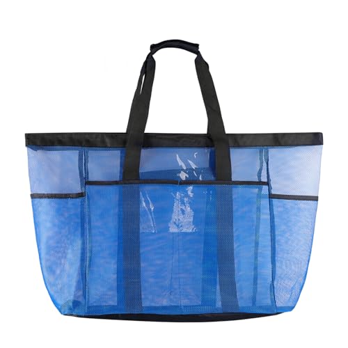 haozaikeji Mesh Beach Bag Large Swimming Storage Tote Women Travelling Vacation Zipper Bag with Pocket Lightweight Shower Pool Handbag