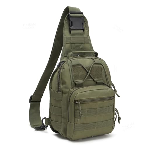 THURAM Bolsa Tática Pequena De Ombro Ideal Para Caminhada Escalada Acampamento Caça E Pesca Compacta Para Aventura Ao Ar Livre E Uso Diário (Verde)