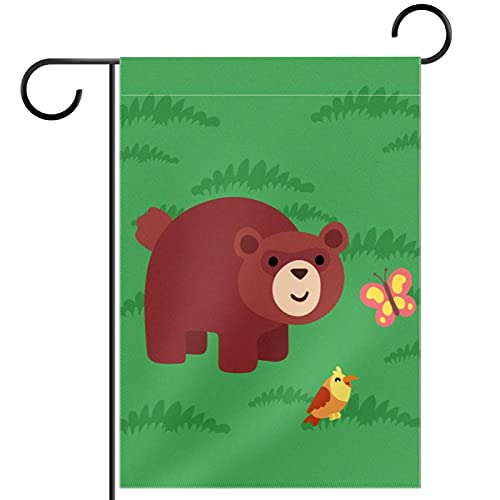 Drapeau de jardin de bienvenue Green Bear 30x45 cm double face toutes saisons