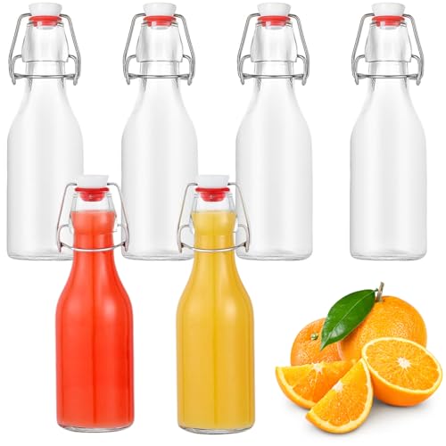 UQMIQURA Lot de 6 bouteilles en verre avec bouchon mécanique - 250 ml - Petites bouteilles à...