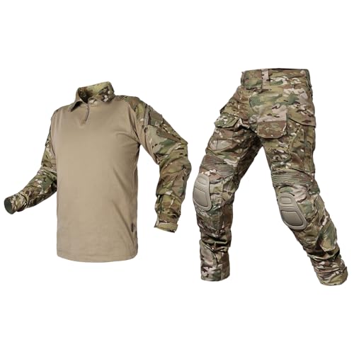SINAIRSOFT Uniforme táctico para hombre, airsoft, paintball, caza, pantalones al aire libre, camisa con coderas, traje BDU del ejército de combate