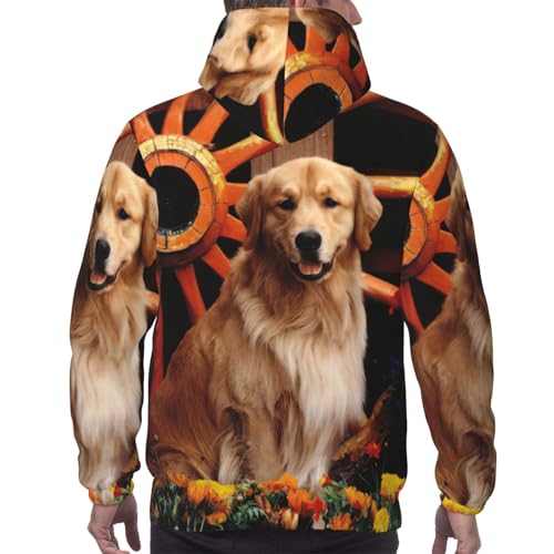 Pull à capuche Golden Retriever vêtement homme pour week-end et détente