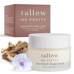 Unscented Cloud Cream, Nourishing Beef Tallow Moisturizer Infused with Lavender and Marshmallow Herbs for Deep Hydration, Soothing Relief, No Essential Oils, Gentle for Sensitive Skin, 1.58 oz