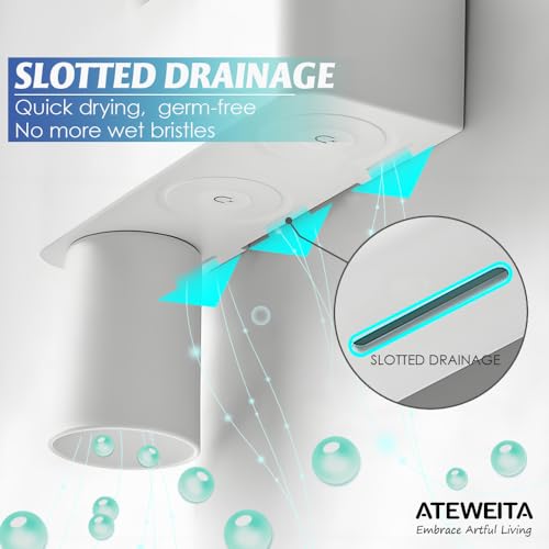 Ateweita Zahnbürstenhalter Ohne Bohren, Zahnputzbecherhalter Wand, Zahnputzbecher Magnetisch mit Halterung, Toothbrush Holder Without Drilling für Badezimmer Organizer (1, Weiß, 26 * 19cm) 4