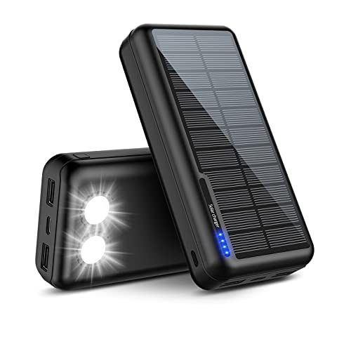 Solar Powerbank 26800mAh Externer Akku: Power Bank Tragbares Ladegerät Handy Akkupack für Camping Outdoor Kompatibel mit Phone | Android