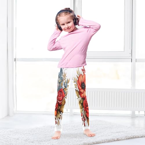Toddler Girls Leggings Printed Yoga Pants Leggings Brown Leaves Rose for Kids4