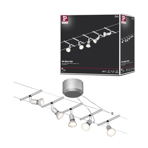 Paulmann Sice Salt Kit de Sistema de Cableado de Iluminación, Luces Colgantes, Potencia Máx. 5x10 W, Color Cromado Mate, Bombillas No Incluidas, 94145