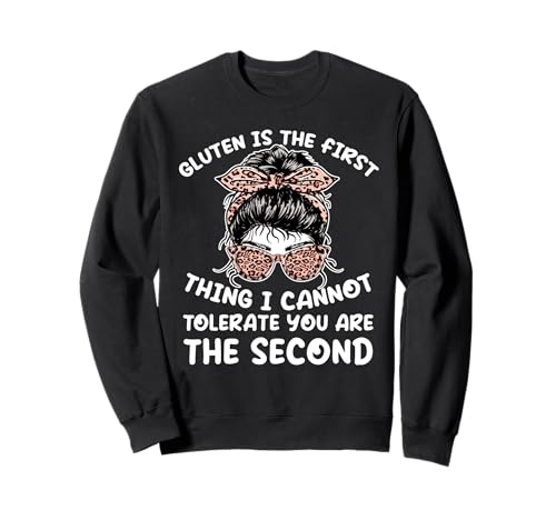 Celiac Awareness Gluten First Thing No tolero el bollo Sudadera