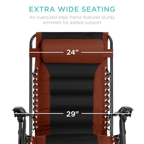 image for Best Choice Products Oversized Padded Zero Gravity Chair, Folding Outd