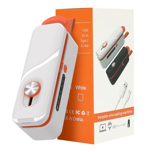 Mini sellador de bolsas 2 en 1, sellador térmico recargable con modos de sellado duales, engranaje ligero y fuerte para un sellado preciso en bolsas finas y gruesas, sellador portátil de bolsas de