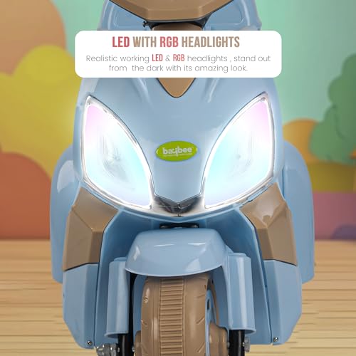 Image of Baybee Trixo Battery Operated Bike for Kids, Ride on Toys Kids Bike Scooty with Light & Music, Baby Rechargeable Battery Bike, Electric Bike for Kids to Drive 1 to 4 Years (Blue)
