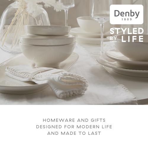 Denby - Arc White Porcelain Cereal Bowls Set of 6 - Dishwasher Safe, Microwave Safe Tableware - Scratch Chip Resistant, 6.7" Soup, Dessert, Ice Cream Bowls For Kitchen - Thumbnail 4