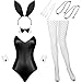 Costume da Coniglietto Donna Lingerie e Code Bodysuit Set Abiti da Coniglio per Giochi di Ruolo per Costume Festa di Halloween Natale (L)