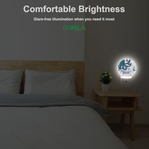Image of EKOBLA Octopus Night Light, Vintage Sea Monster Nautical Night Lights Plug Into Wall with Dusk to Dawn Sensor for Home Decor