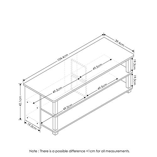 Furinno Sully 3-Tier Stand For Tv Up To 50, Espresso/Black #TOP1