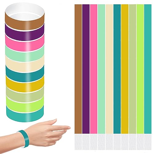 1000 Pcs Neon Wristbands, 10 Colors Waterproof Event Paper Wristbands, 19 * 250mm Paper Wristbands for Events, Parties, Contest, Festivals, Nightclubs, Water Parks, Security (10 Colors)