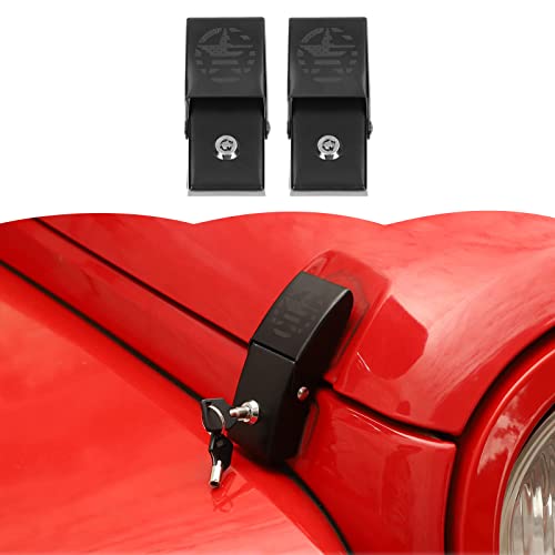 JWWY Locking Hood Latches for Jeep Wrangler JK/JKU,JL/JLU 2007-2025 & Gladiator JT 2020-2025, with Keys AluminumHood Lock Fasteners, 2pcs