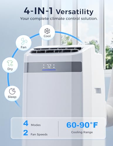 Image of Portable Air Conditioner 14000 BTU, Cools Rooms up to 700 Sq. Ft, Portable AC Unit with Cooling, Dehumidifier & Fan Mode, Sleep, 24-Hour Timer, Remote Control, Window Installation Kit 1piece