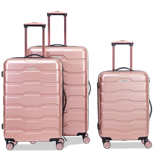 Image of Speskiste Luggage Set 3 Piece, PC+ABS Lightweight Suitcase Sets with Spinner Wheels, Hard shell Luggage Sets with TSA Lock RoseGold (20/24/28)