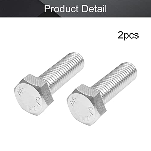 Image of Heyiarbeit M14 Hex Bolt M14-2 x 45mm UNC Hex Head Screw Bolts 304 Stainless Steel Fully Threaded Hex Tap Bolts 2pcs