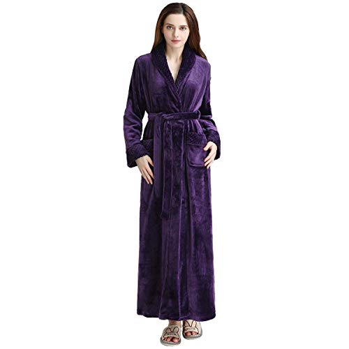 robe jones new york - Long Bath Robe for Womens Plush Soft Fleece Bathrobes Nightgown Ladies Pajamas Sleepwear Housecoat