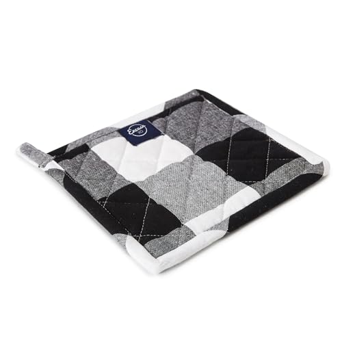 Image of Encasa XO Oven Microwave Pot Holders Trivets 21 cm (2 pc) for Kitchen Cooking & Baking - Heat Resistant, Thick & Safe, Protection of Hands from Hot Utensils, Grill, BBQ - Buffalo Black Checks