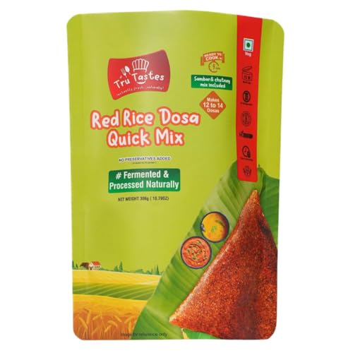 Image of Tru tastes Dosa Quick Mix - Breakfast Mix | Quick Breakfast | Instant Ready to Cook Mix | Ready-To-Make South Indian Breakfast (Red Rice Dosa)