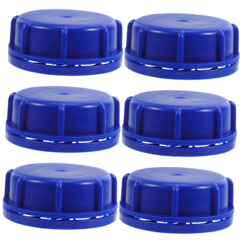 MUCKLILY 6pcs Gasoline Can Caps Replacement Universal Can Cap Sealing Lids for Pails Paint Buckets 6cm .3cm Abs Rubber Blue
