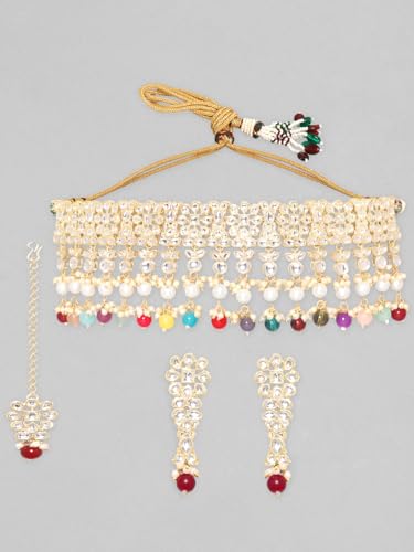 Image of Rubans Beads Necklace Set Gold Plated Traditional Jewellery Gift for Women & Girls