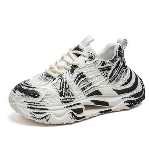 Trend Fashion Breathable Mesh Lace Up Chunky Sneakers for Mens Lightweight Non-Slip Round Toe Casual Outdoor Walking Running Shoes Sport Dad Shoes