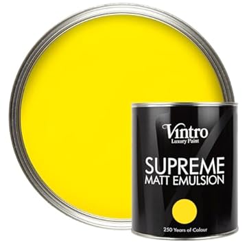 Vintro | Luxury Matt Emulsion | Smooth Chalky Finish | Multi Surface Paint | for Walls, Ceilings, Wood and Metal | 1L (Bright Yellow - Osborne Yellow)
