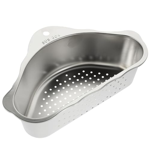 Colador triangular de acero inoxidable para fregadero
