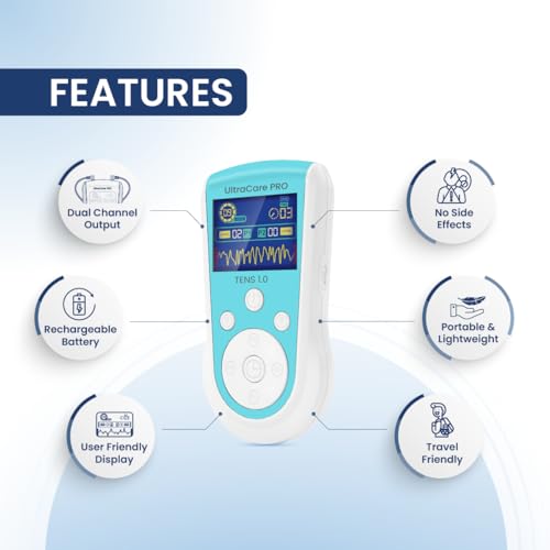 Image of UltraCare PRO TENS 1.0 (ARC) - TENS Machine for Physiotherapy - Joint & Muscle Pain Relief - 25 Modes 50 Intensity Levels - Rechargeable - Dual Channel - Travel Friendly - Portable & Lightweight