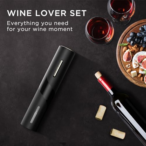 Image of Electric Wine Opener Set - BABONIR Automatic Electronic Bottle Openers with Greeting Card, Vacuum Stoppers, Wine Aerator, and Foil Cutter, Ideal Present for Wine Lovers, Party, and Home Entertaining