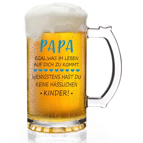 Joymaking Bierglas Geschenke für Papa Vatertag Geburtstag Weihnachten Vatertagsgeschenk für Papa Biermug Bierkrug Vatertag Lustig 0 5L